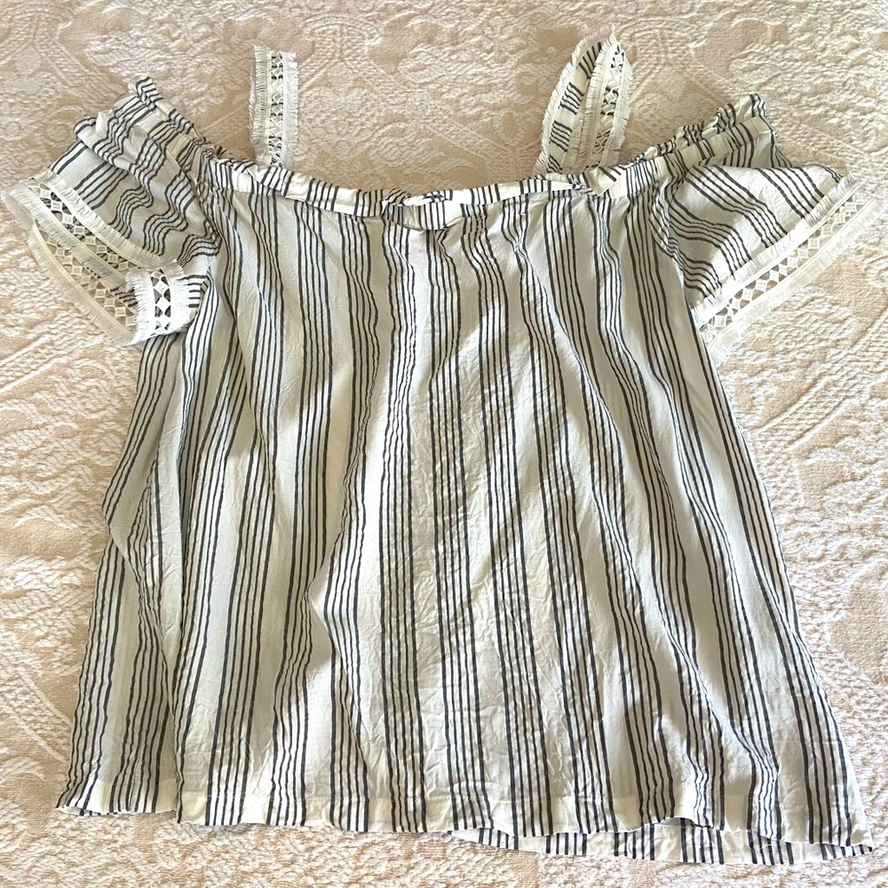 Vince Camuto Striped Off-Shoulder Top XL
